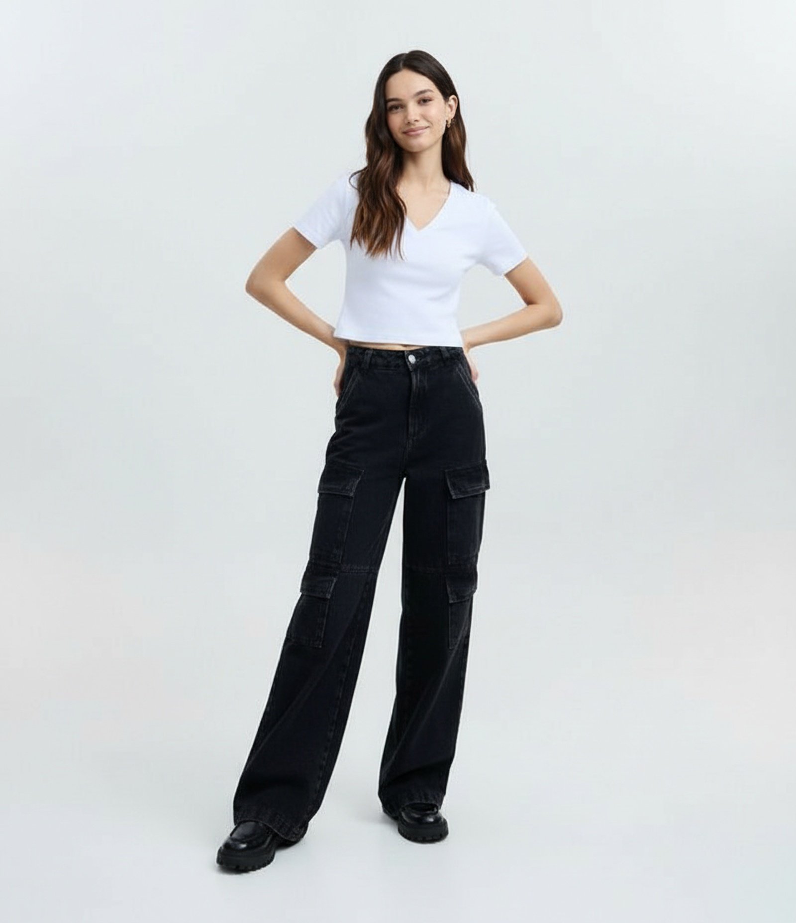 Blusa Regular em Cotton com Decote V Off White 4