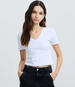 Blusa Regular em Cotton com Decote V