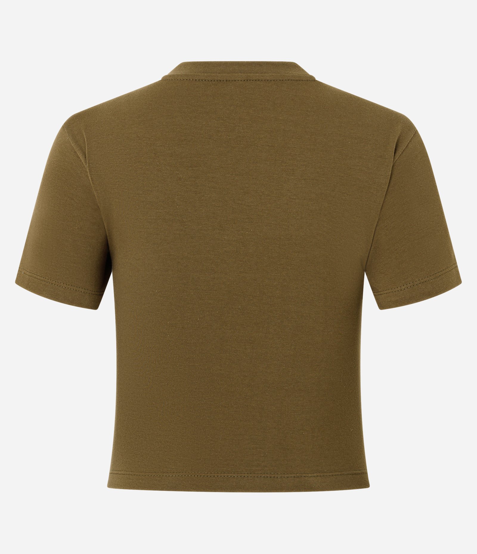 Blusa Regular em Cotton com Decote V Verde Oliva 6