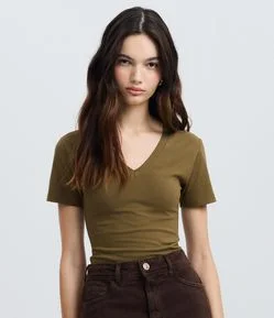 Blusa Regular em Cotton com Decote V