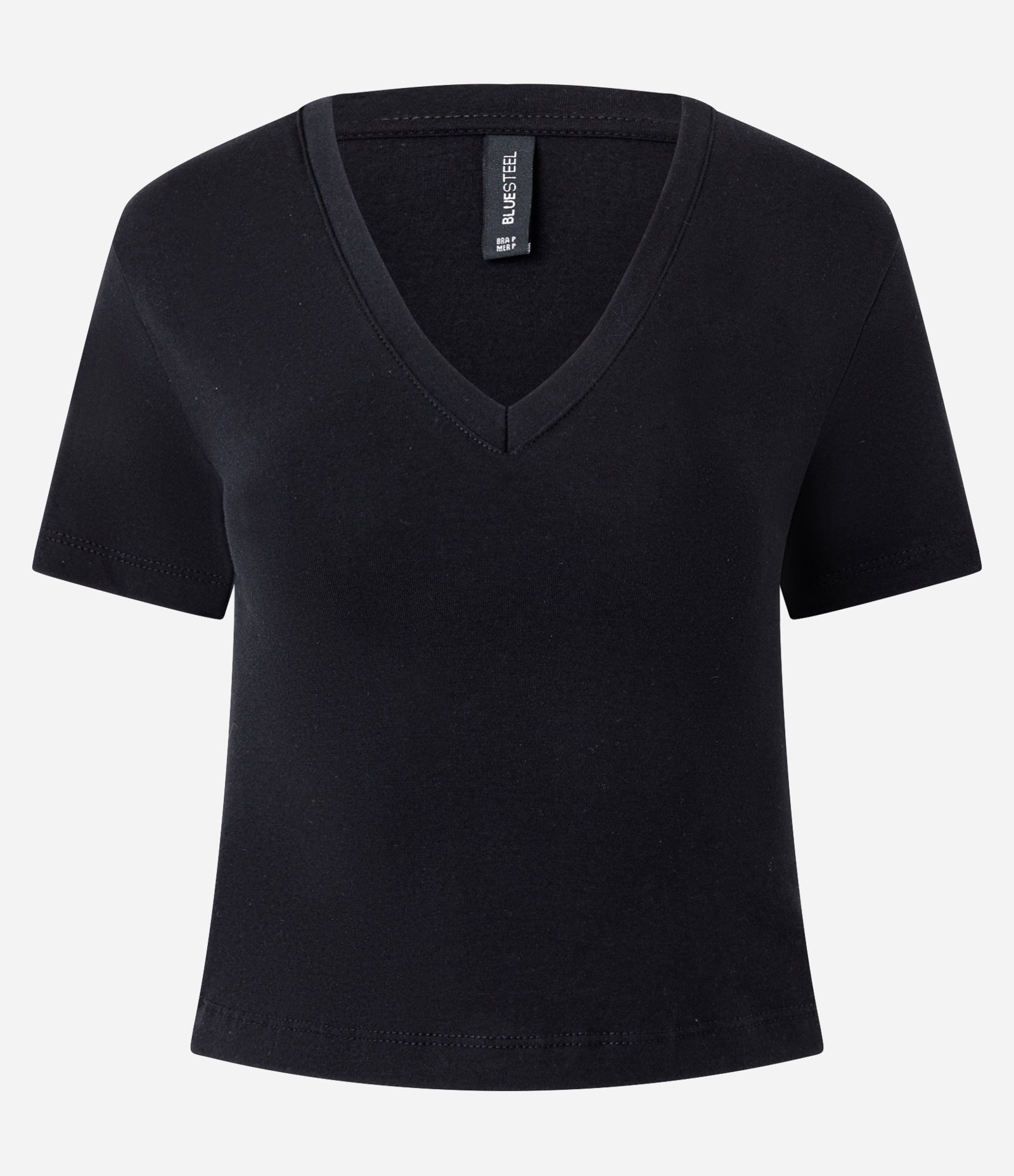 Blusa Regular em Cotton com Decote V Preto 4