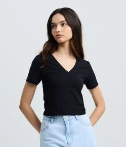 Blusa Regular em Cotton com Decote V