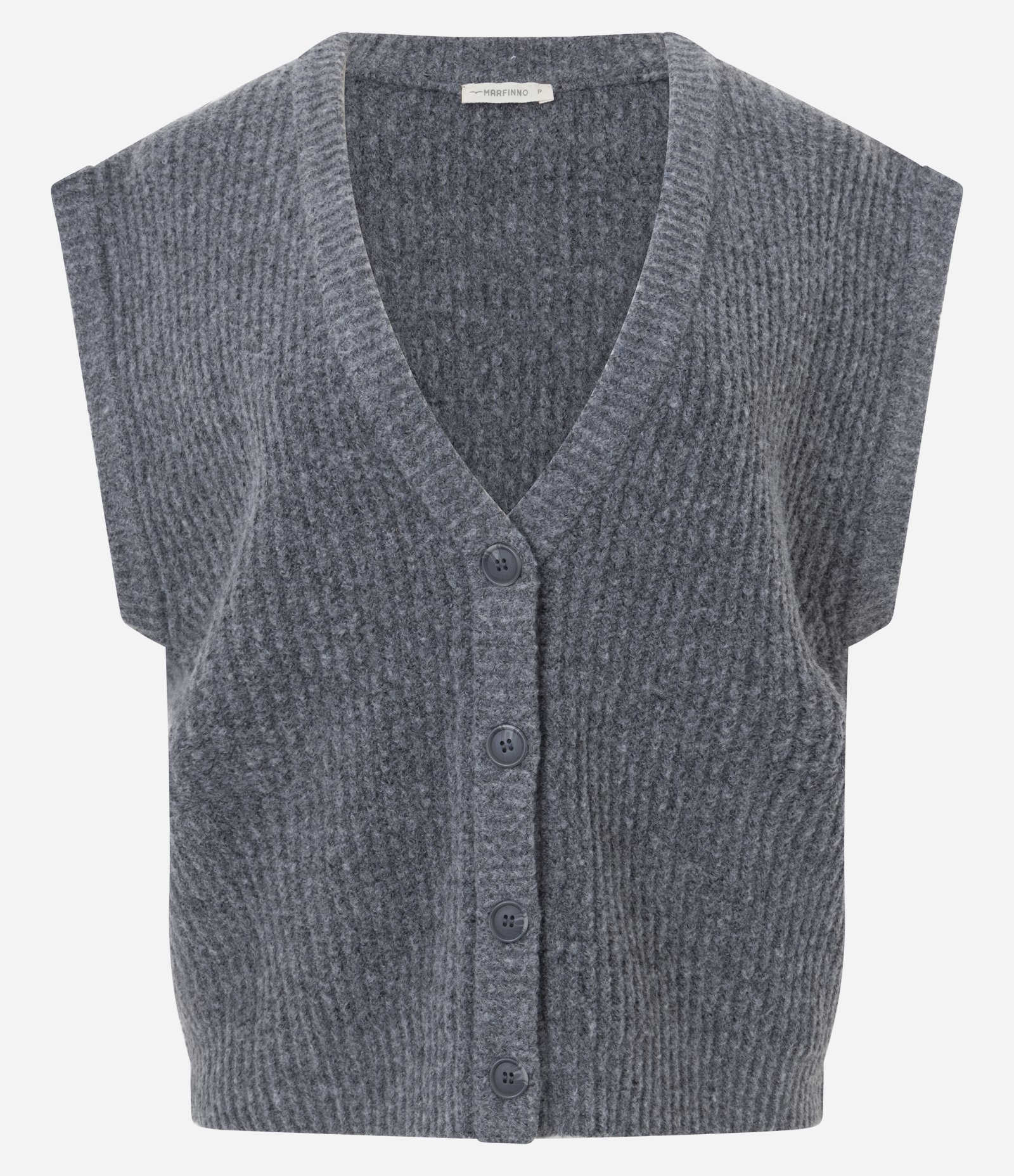 Colete Regular em Tricô com Abotoamento Frontal Cinza 5