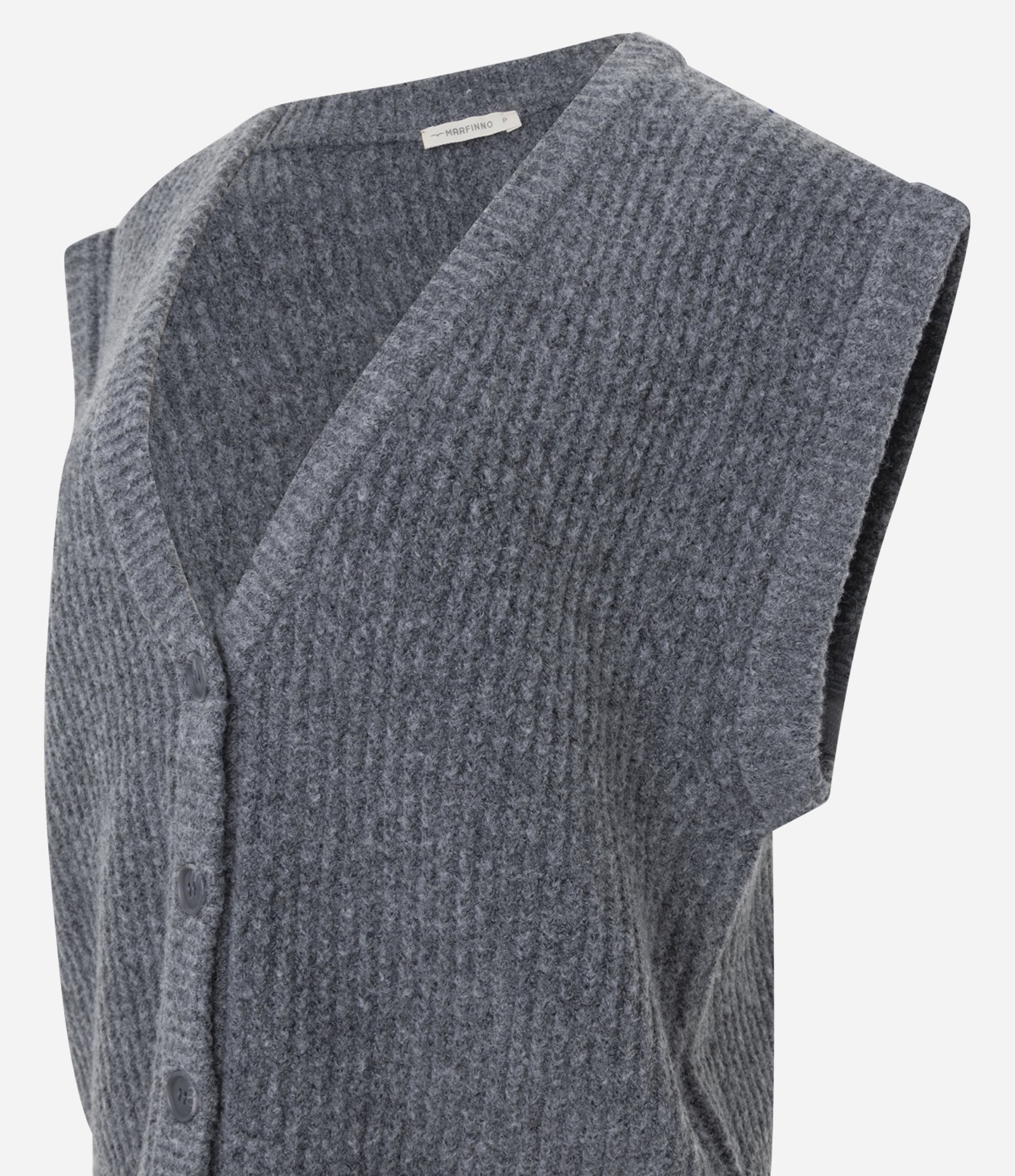 Colete Regular em Tricô com Abotoamento Frontal Cinza 6