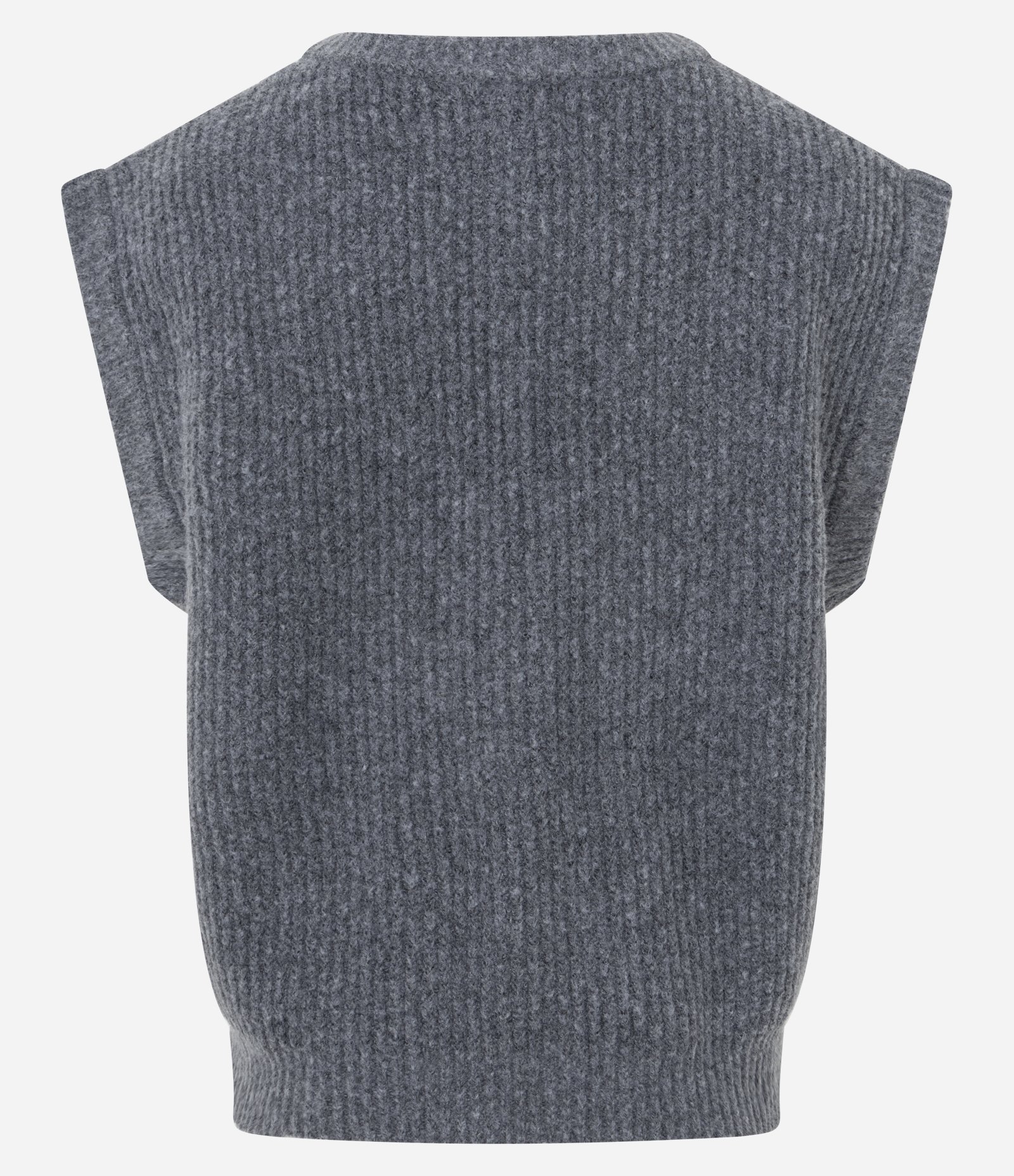 Colete Regular em Tricô com Abotoamento Frontal Cinza 7