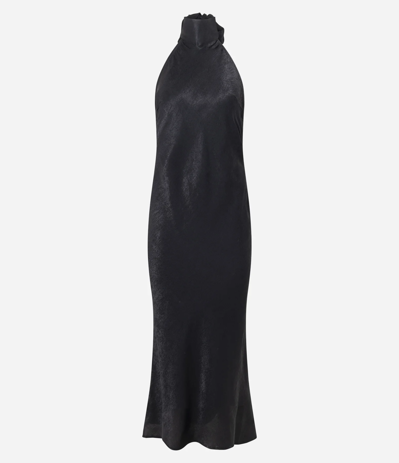 Vestido Midi em Cetim Frente Única com Amarração nas Costas Preto 4