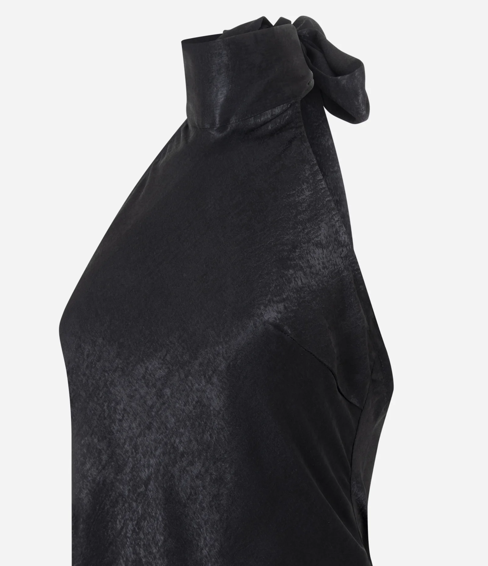 Vestido Midi em Cetim Frente Única com Amarração nas Costas Preto 5