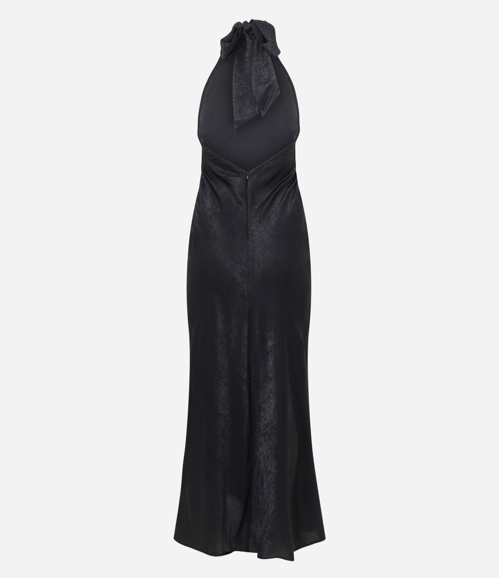 Vestido Midi em Cetim Frente Única com Amarração nas Costas Preto 6