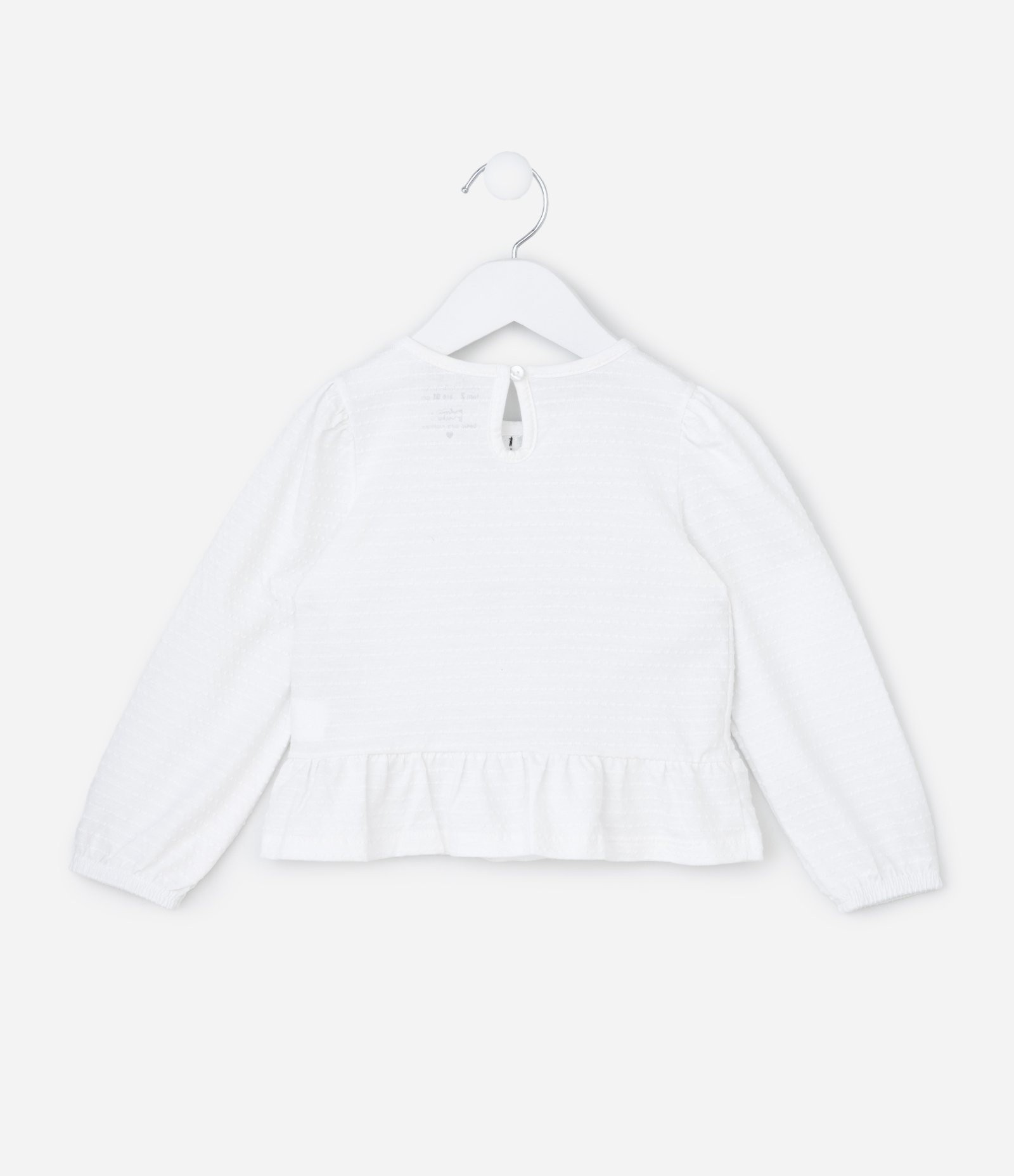 Blusa Infantil com Lacinhos Aplicados e Texturizada - Tam1 a 6 Anos Branco 2