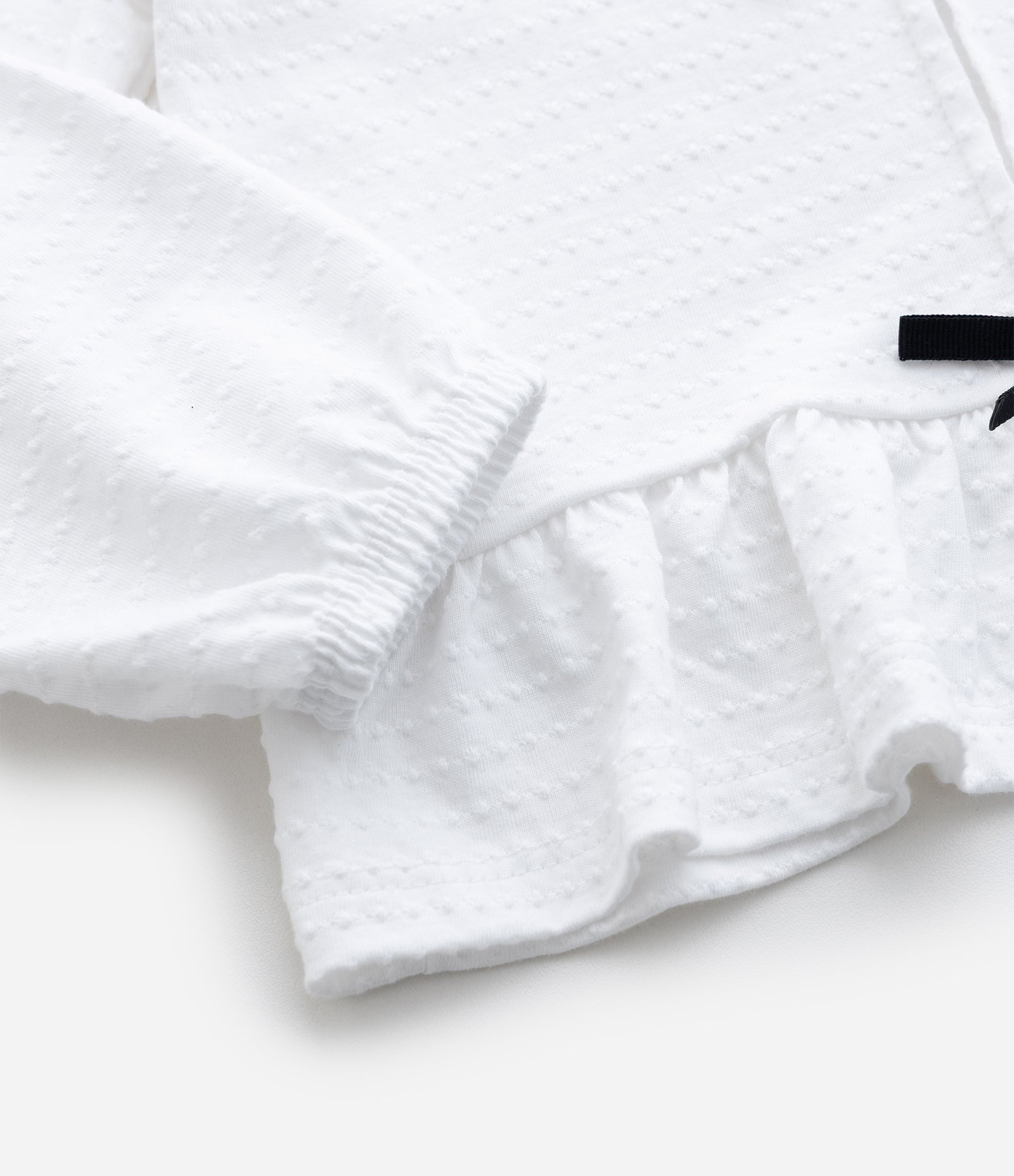 Blusa Infantil com Lacinhos Aplicados e Texturizada - Tam1 a 6 Anos Branco 5
