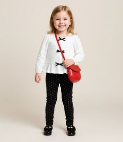 Blusa Infantil com Lacinhos Aplicados e Texturizada - Tam1 a 6 Anos