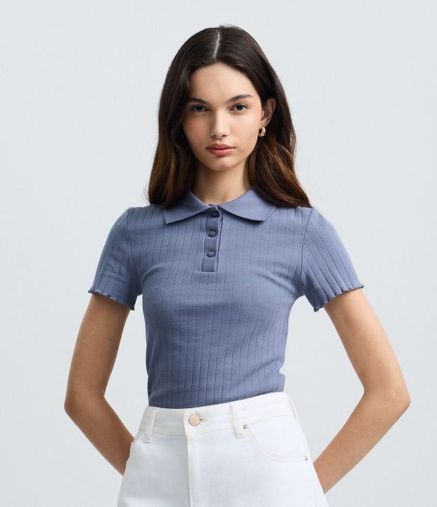Blusa Polo com Manga Curta Frufru