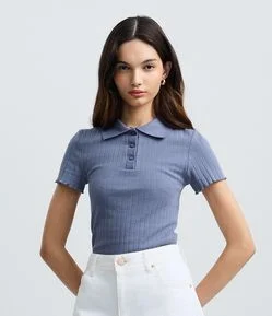 Blusa Polo com Manga Curta Frufru