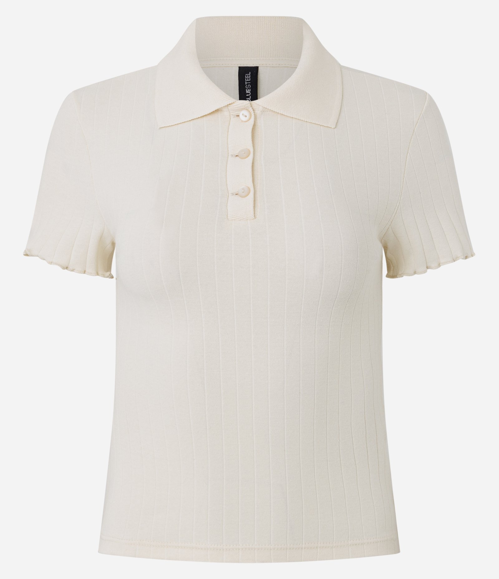 Blusa Polo com Manga Curta Frufru Bege 4