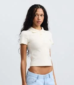 Blusa Polo com Manga Curta Frufru