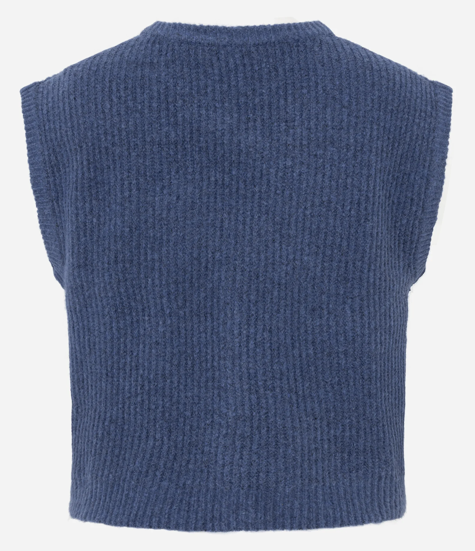 Colete Regular em Tricô com Abotoamento Frontal Azul 7