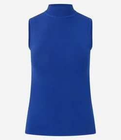 Blusa em Tricô com Golinha e Textura Canelada