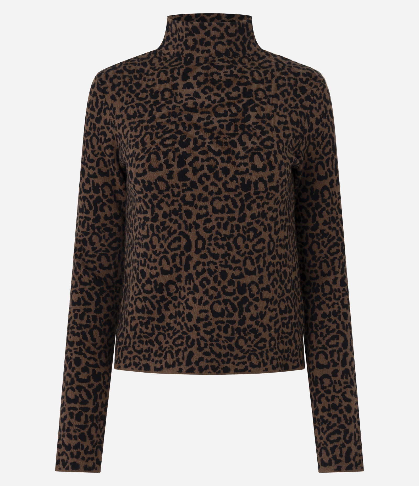 Blusa em Jacquard com Gola Alta e Estampa Animal Print Marrom 5