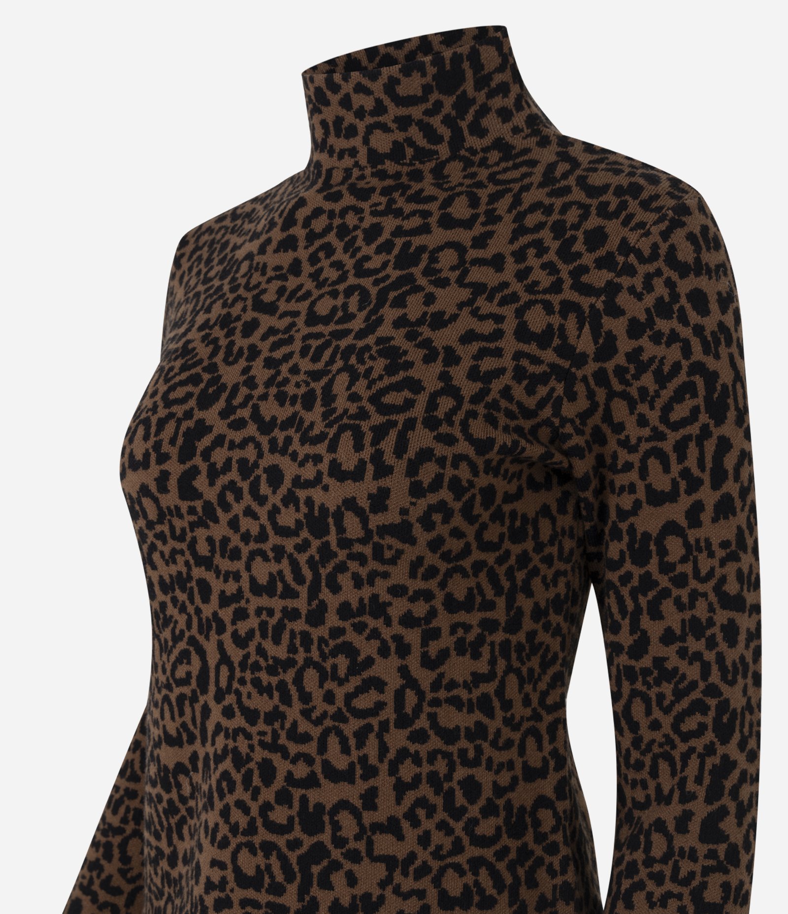 Blusa em Jacquard com Gola Alta e Estampa Animal Print Marrom 6