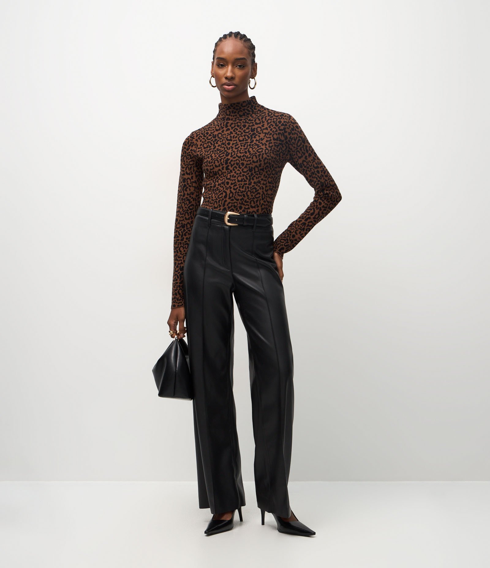 Blusa em Jacquard com Gola Alta e Estampa Animal Print Marrom 2