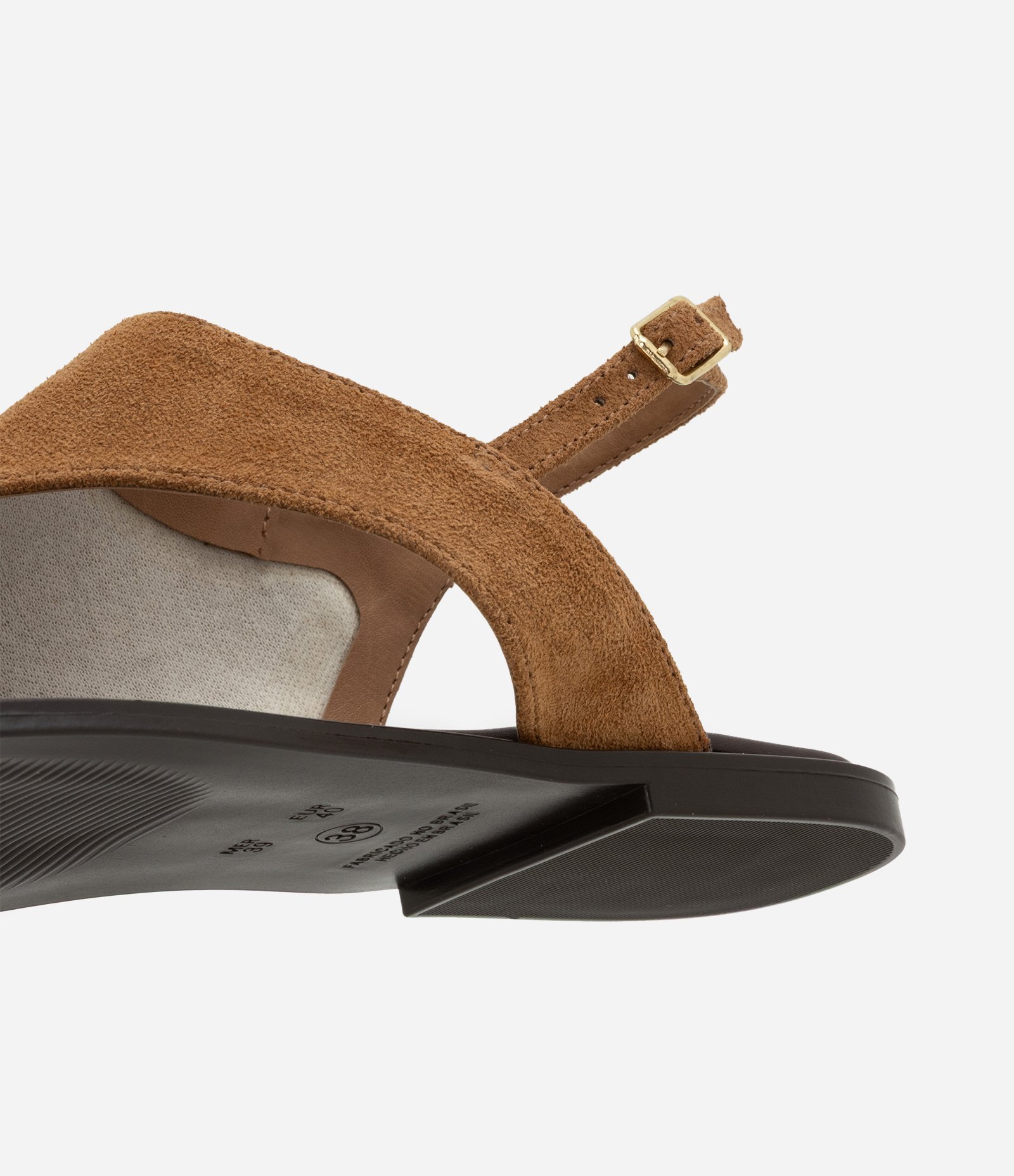 Sandália Rasteira em Couro e Dedeira com Efeito Camurça Marrom 4