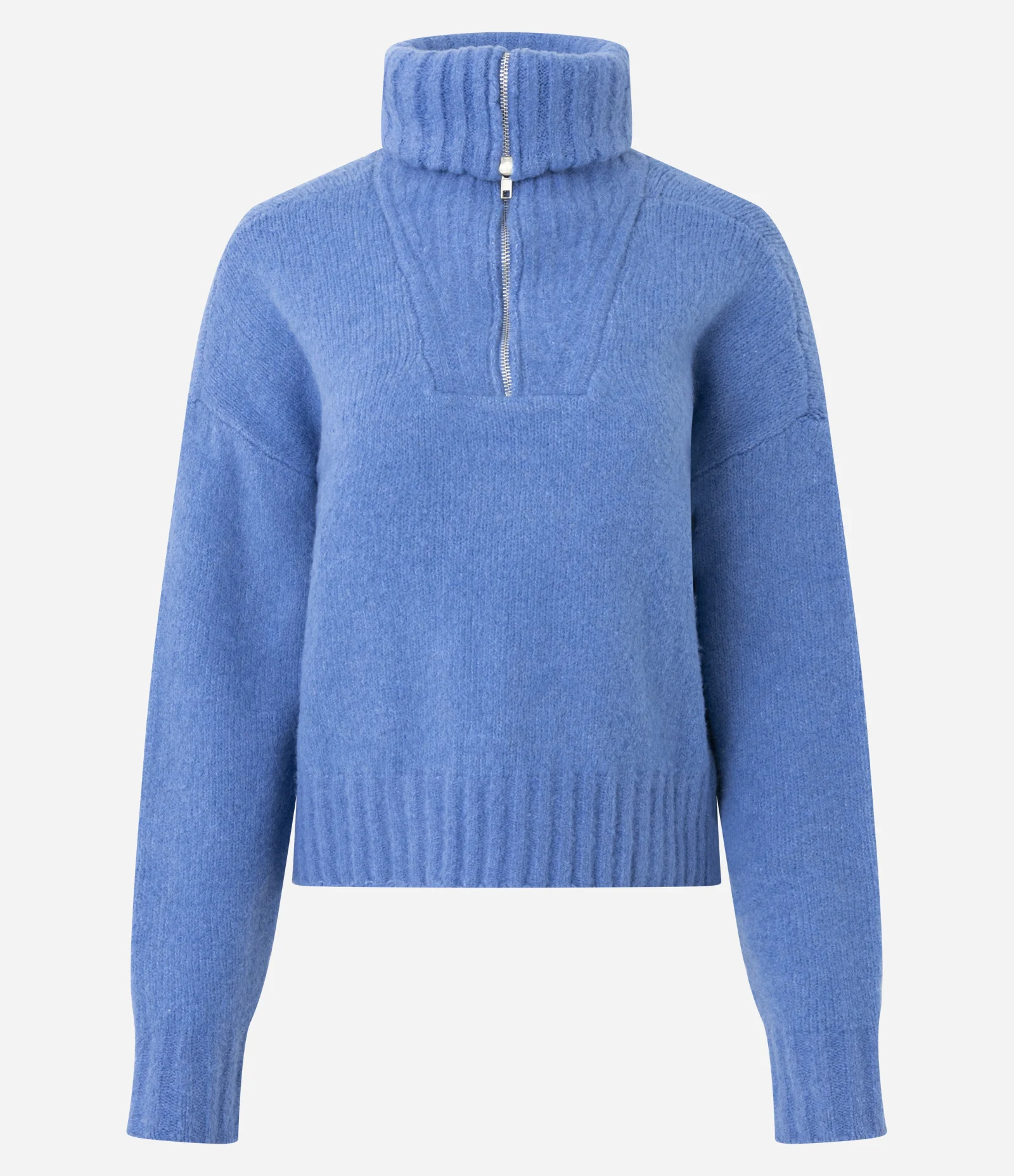 Suéter Regular em Tricô com Gola Alta Azul 7