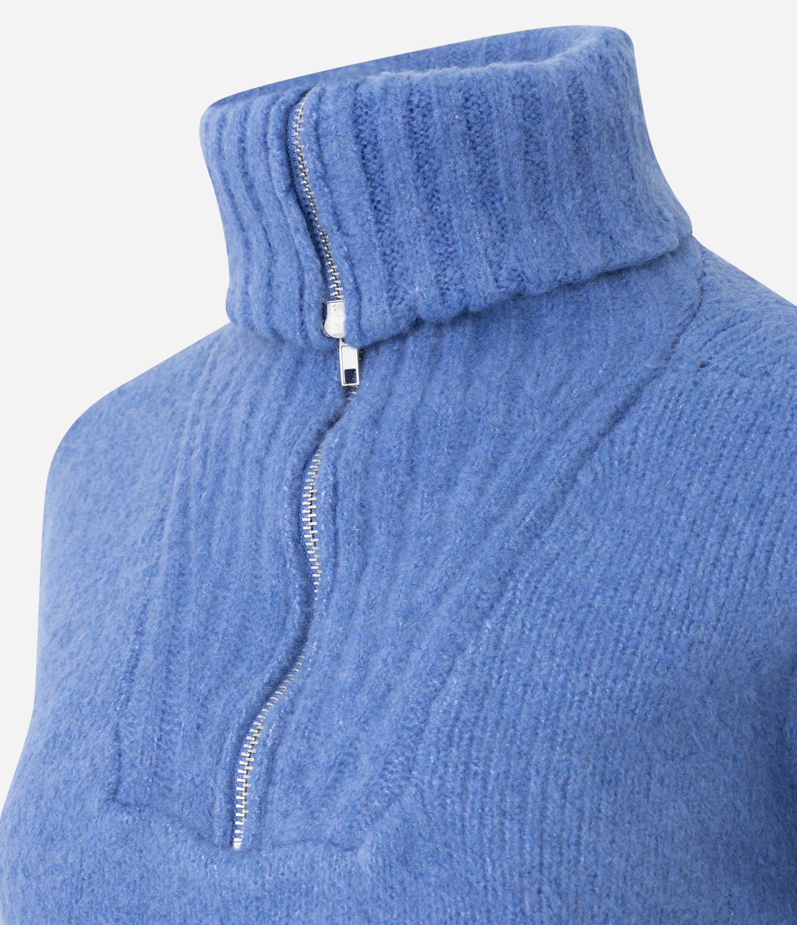 Suéter Regular em Tricô com Gola Alta Azul 8