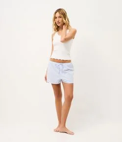 Short de Pijama em Tricoline com Listras Fio Tinto