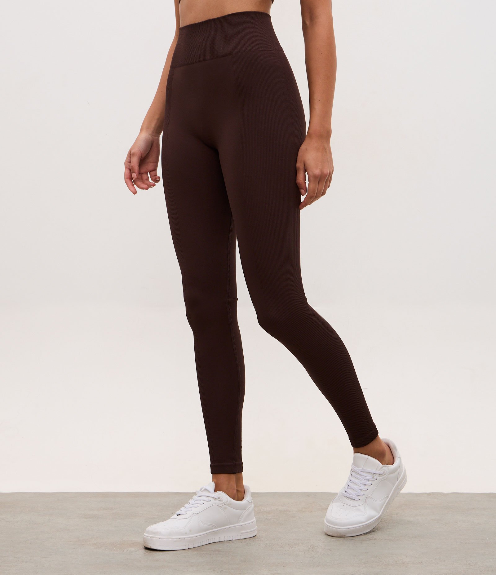 Calça Legging Esportiva em Poliamida Seamless Marrom 1