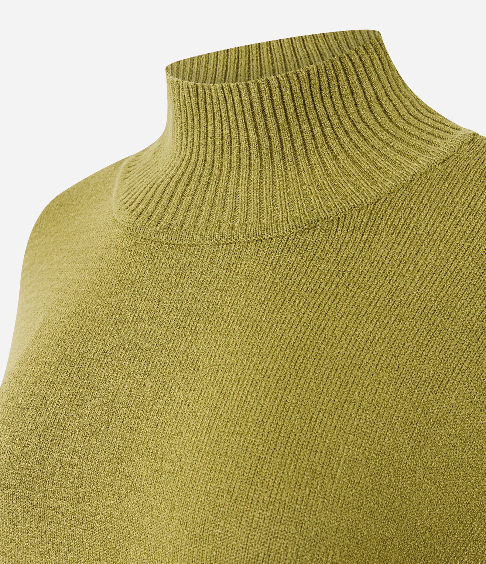 Blusa Alongada em Tricô com Gola Alta Verde 6