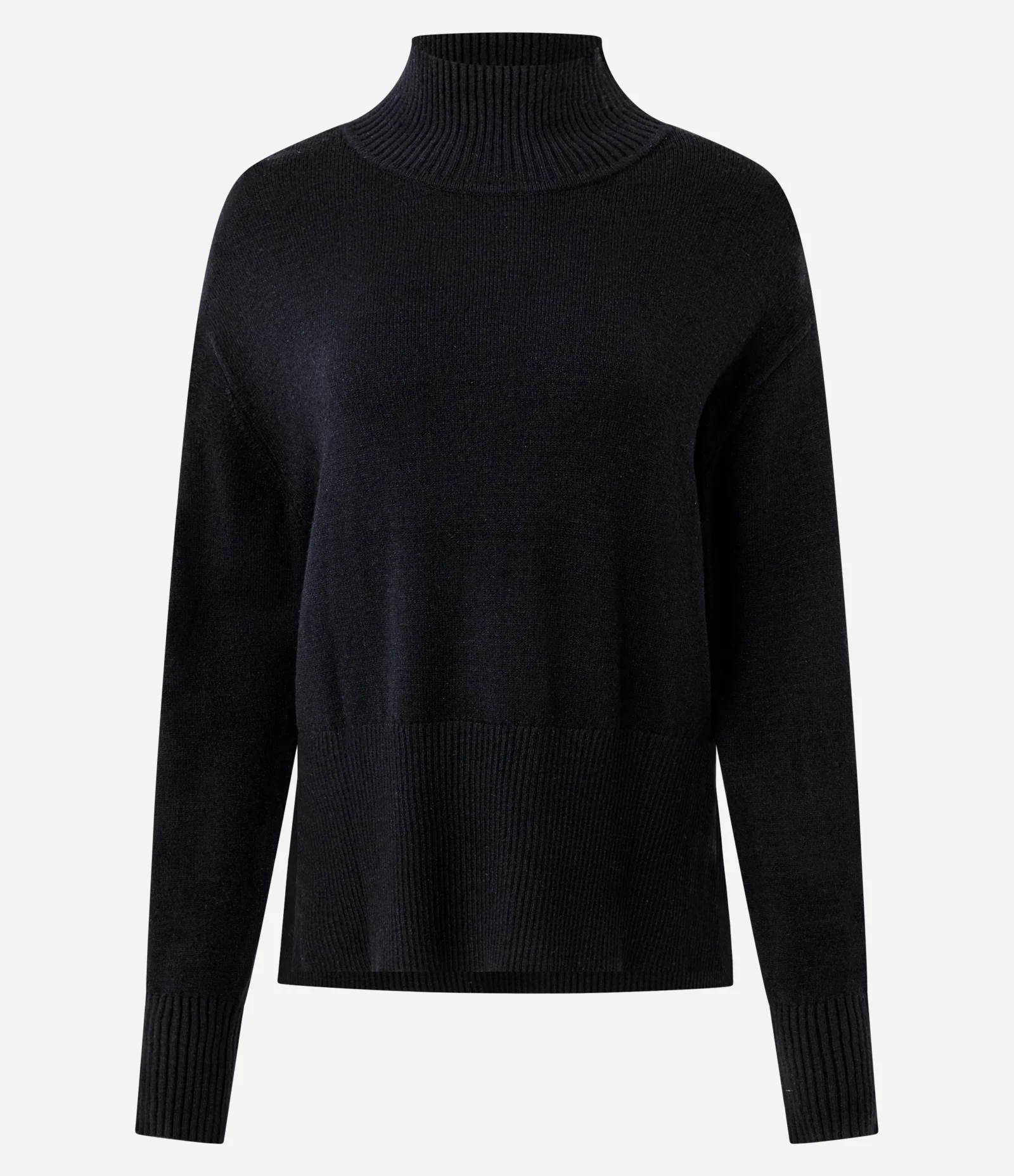Blusa Alongada em Tricô com Gola Alta Preto 4