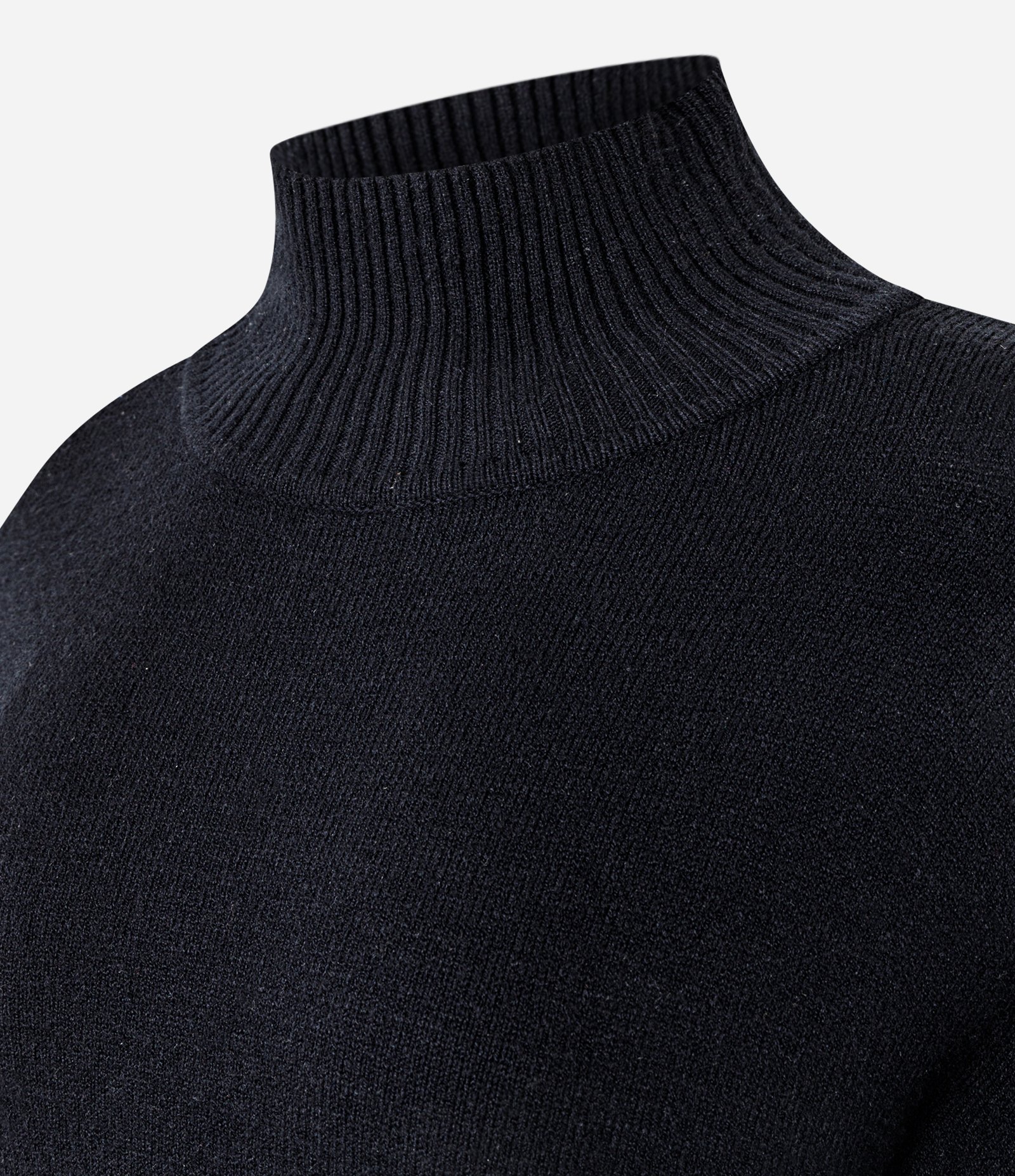 Blusa Alongada em Tricô com Gola Alta Preto 5