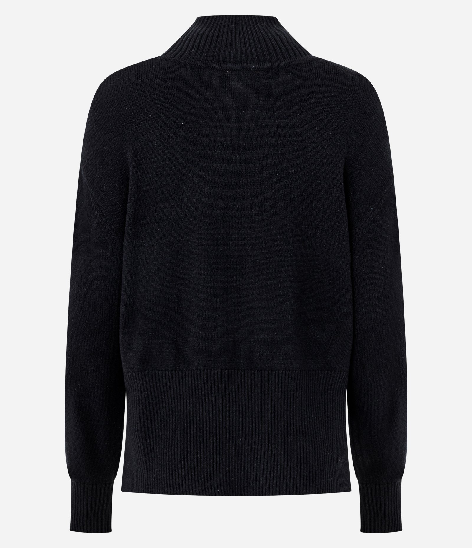 Blusa Alongada em Tricô com Gola Alta Preto 6