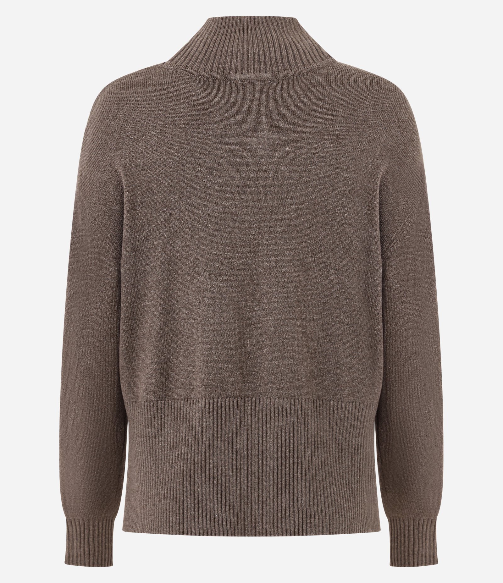 Blusa Alongada em Tricô com Gola Alta Marrom 3