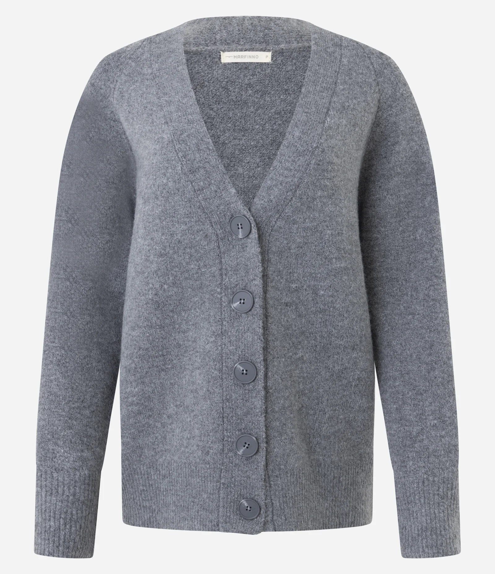 Cardigan em Tricô com Botões Grandes Cinza 1