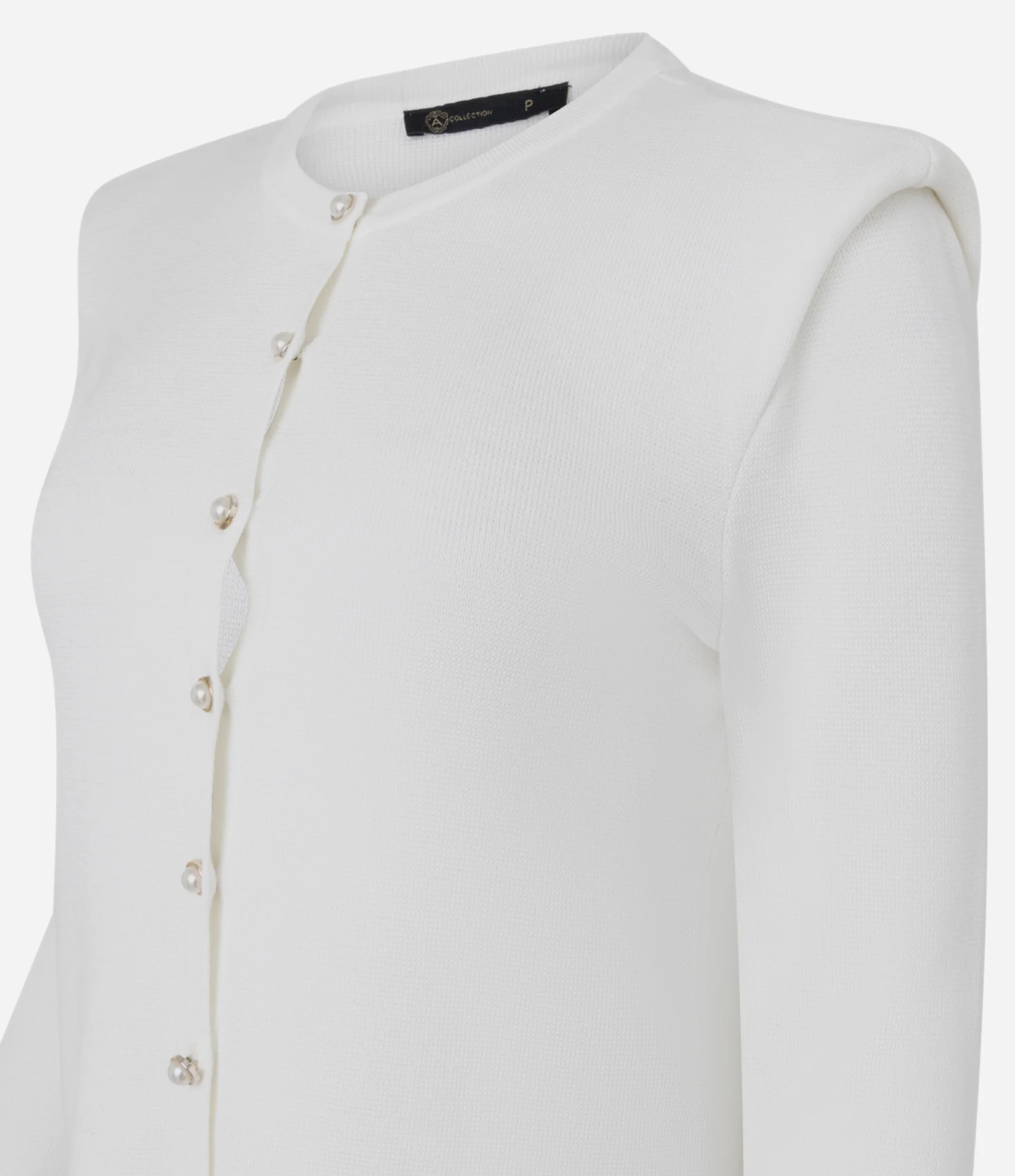 Cardigan Regular em Tricô com Ombreiras Branco 2