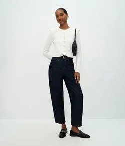 Cardigan Regular em Tricô com Ombreiras