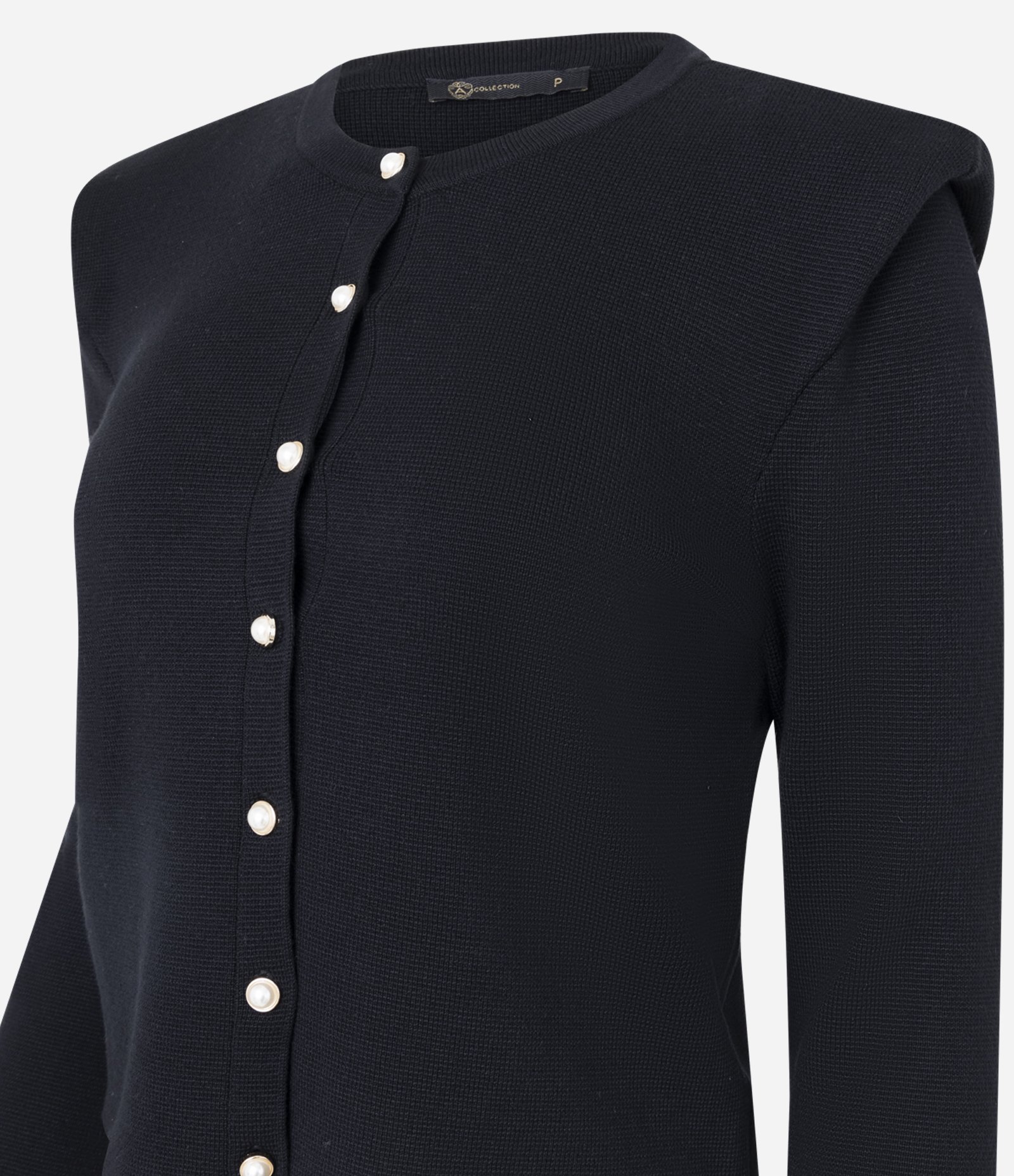 Cardigan Regular em Tricô com Ombreiras Preto 2