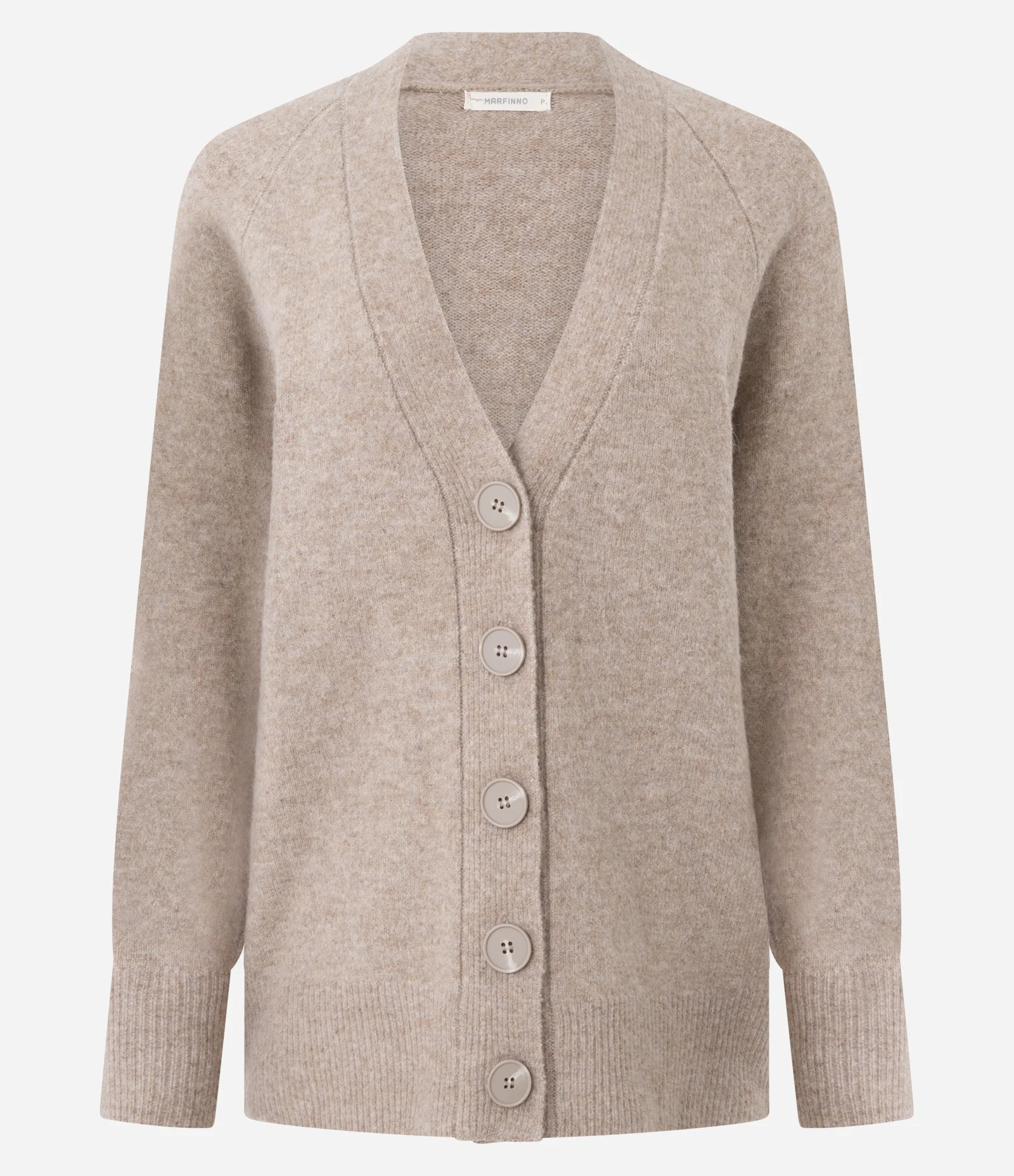 Cardigan em Tricô com Botões Grandes Bege 5