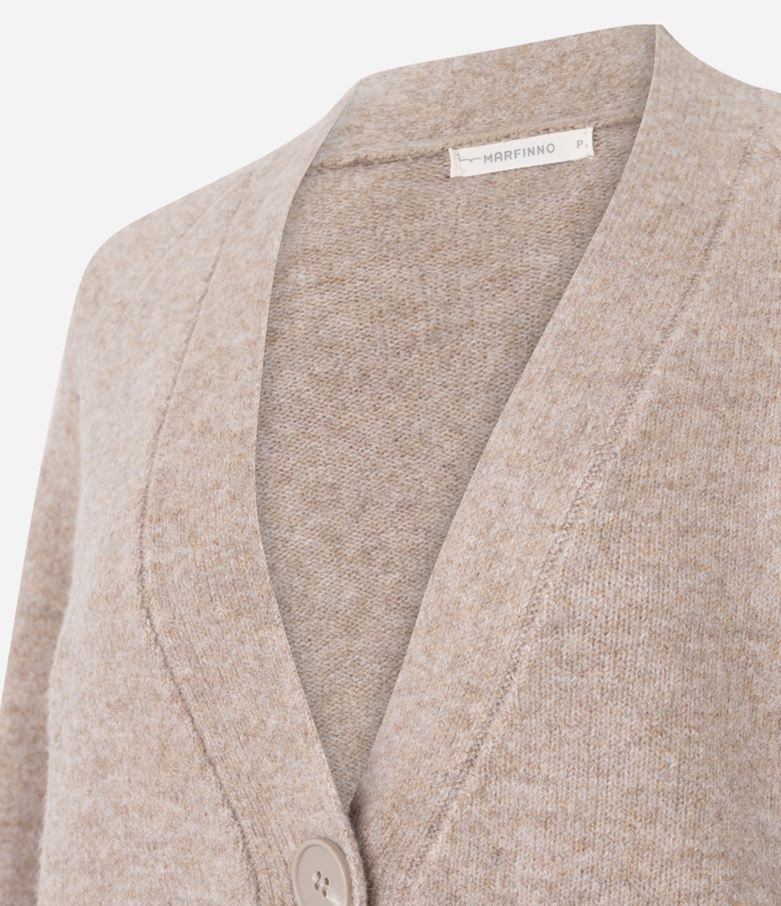 Cardigan em Tricô com Botões Grandes Bege 6