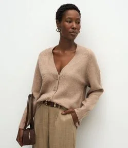 Cardigan em Tricô com Botões Grandes