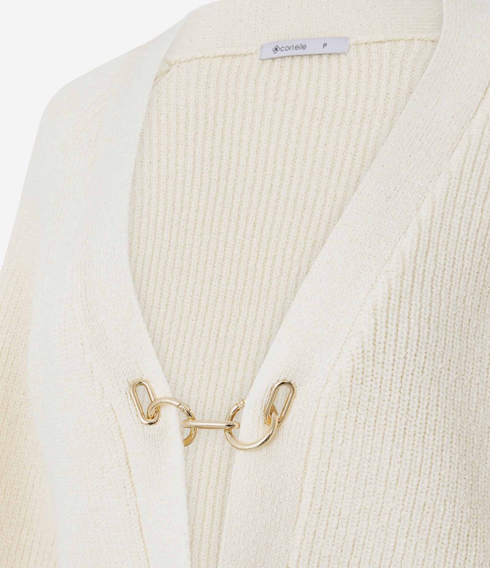 Cardigan Over Estruturado em Tricô com Fivelas Off White 7