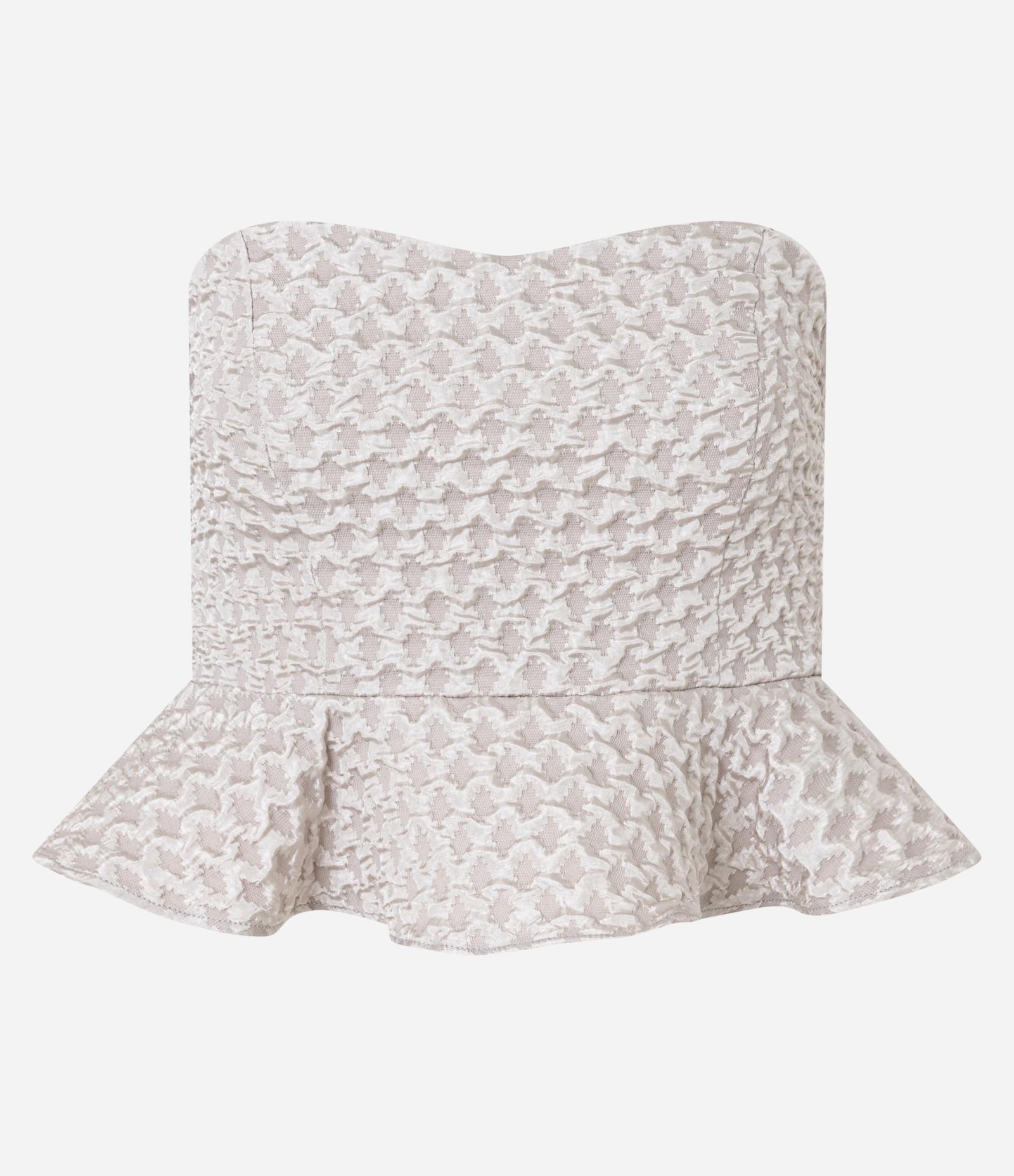 Blusa Peplum em Jacquard com Textura Matelassê Bege 5