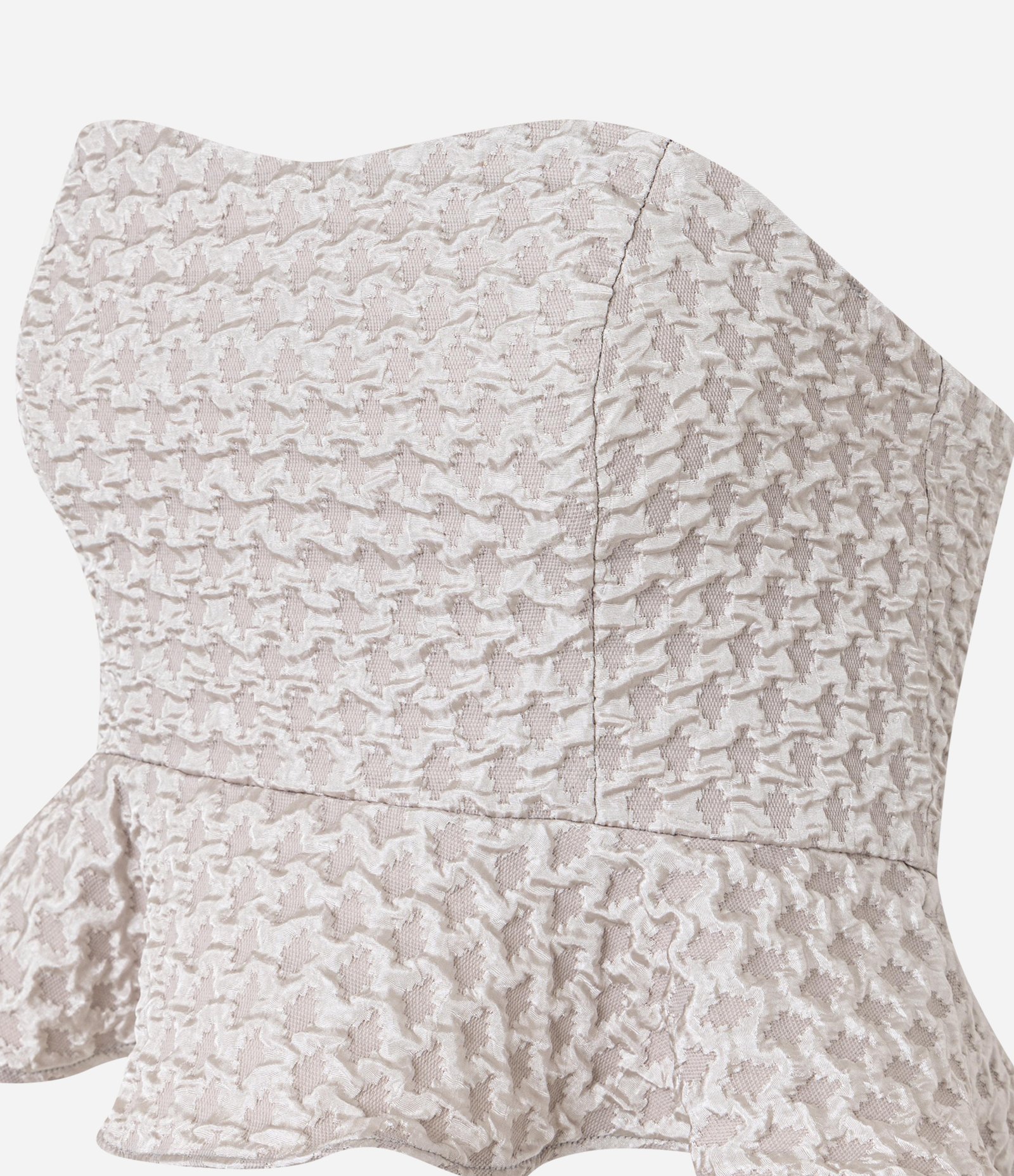 Blusa Peplum em Jacquard com Textura Matelassê Bege 6