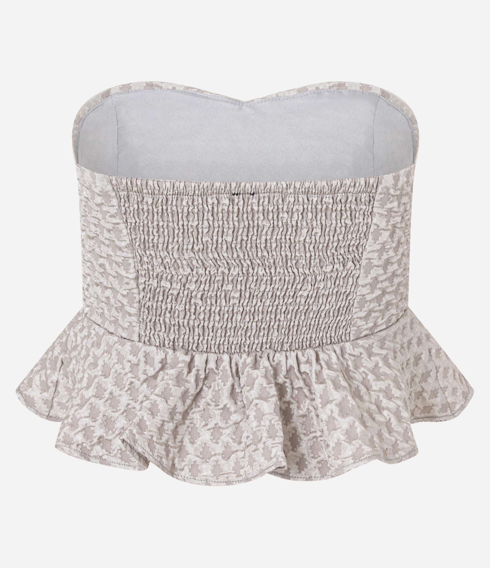 Blusa Peplum em Jacquard com Textura Matelassê Bege 7