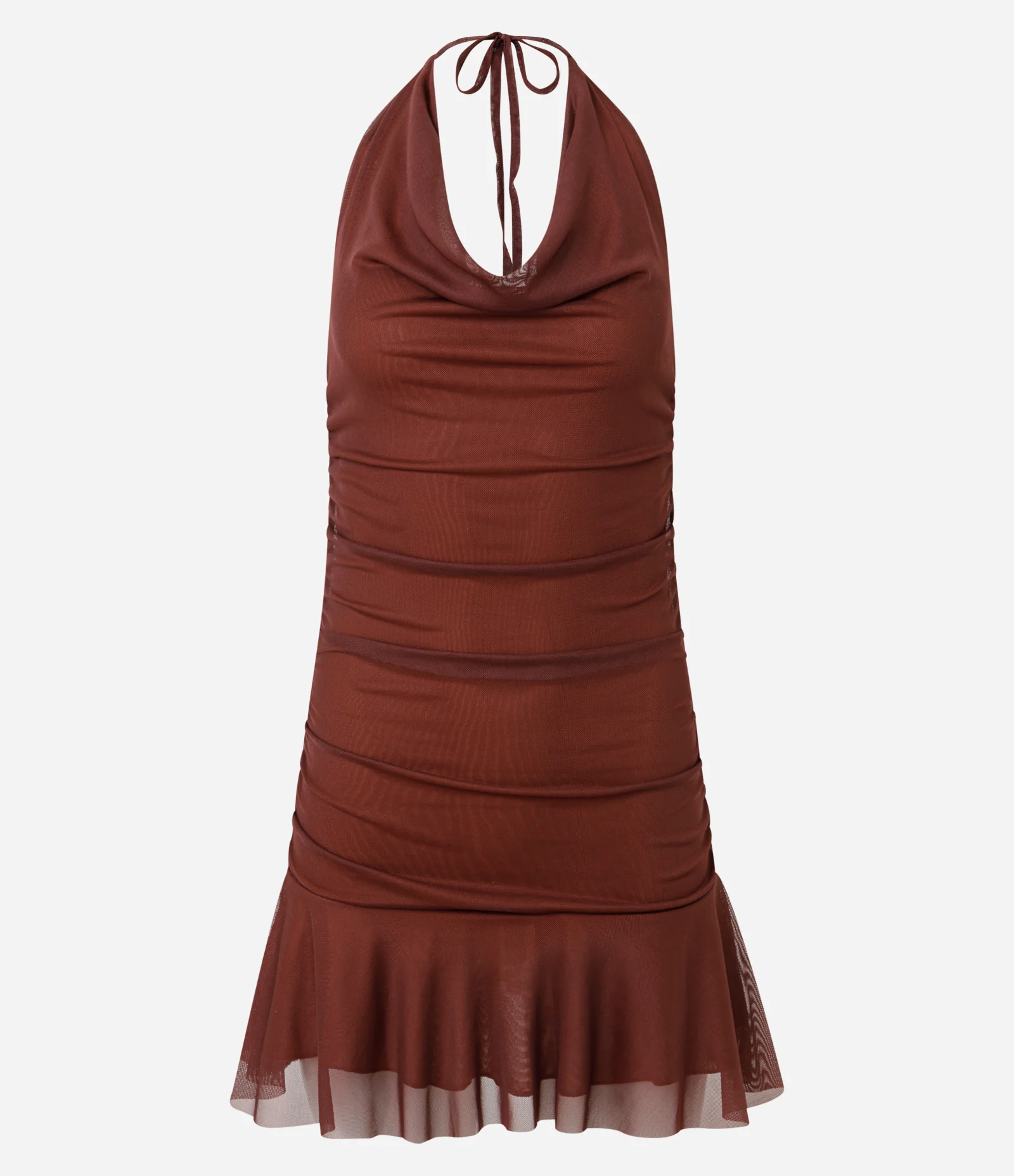 Vestido Curto com Tule e Decote Degagê Frente Única Vermelho 1