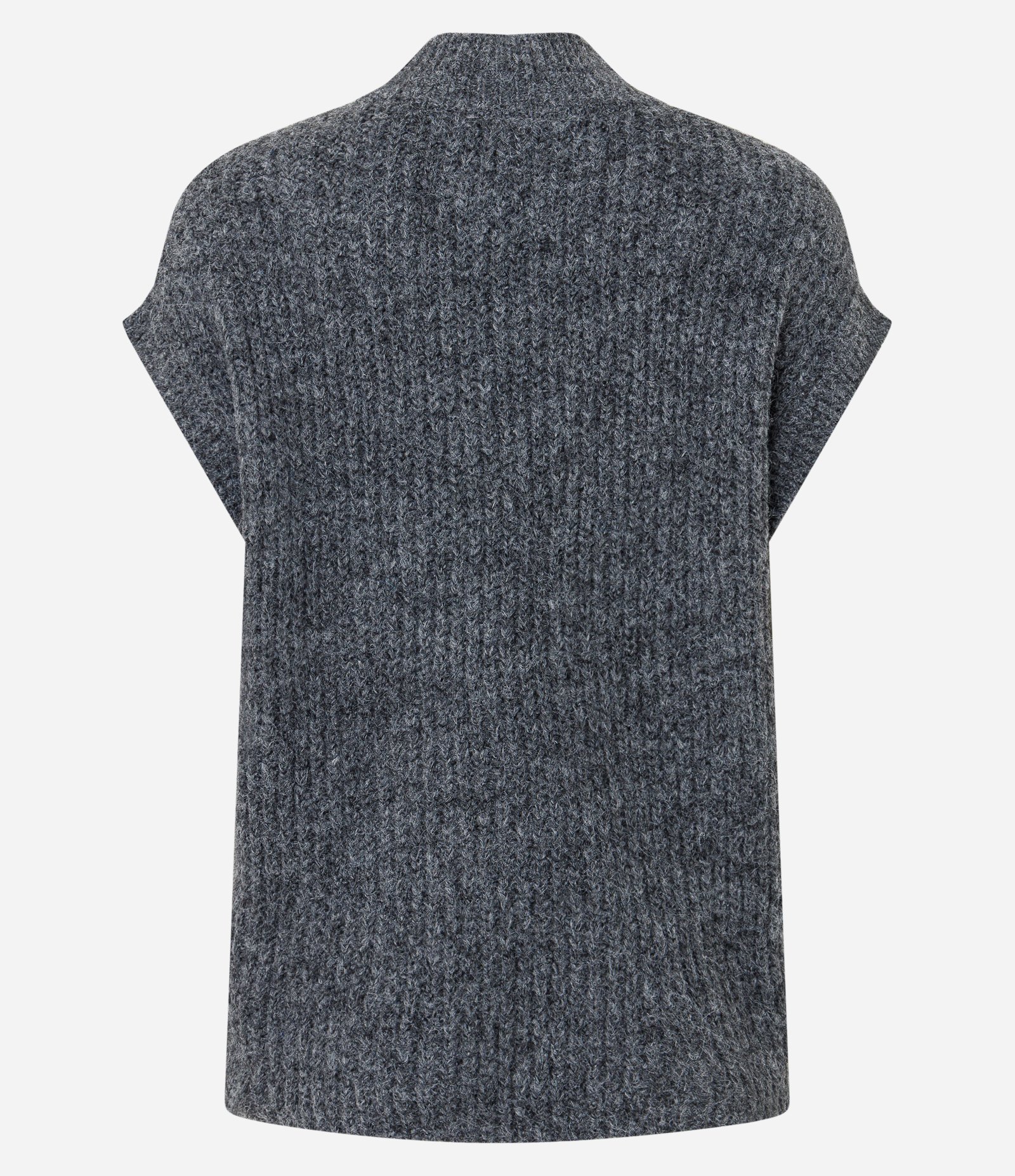 Colete Alongado em Tricô com Mini Golinha Cinza 3