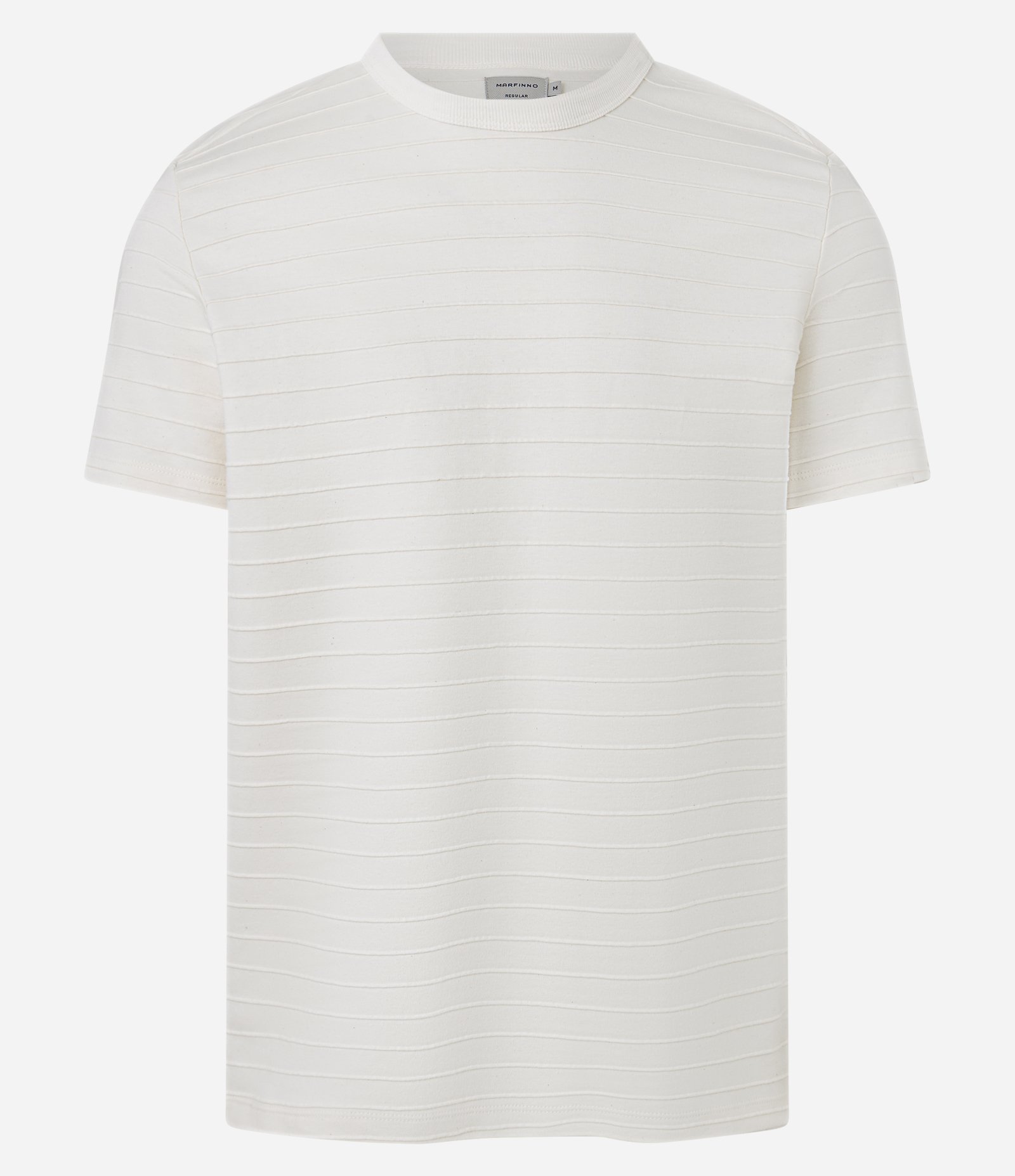 Camiseta Regular em Algodão Trabalhado em Relevo Branco 1