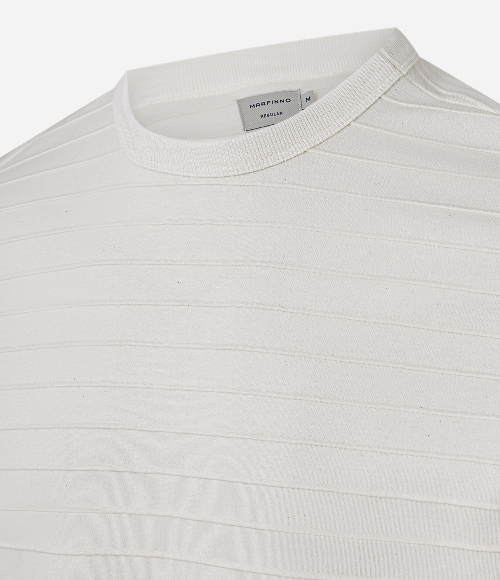 Camiseta Regular em Algodão Trabalhado em Relevo Branco 2