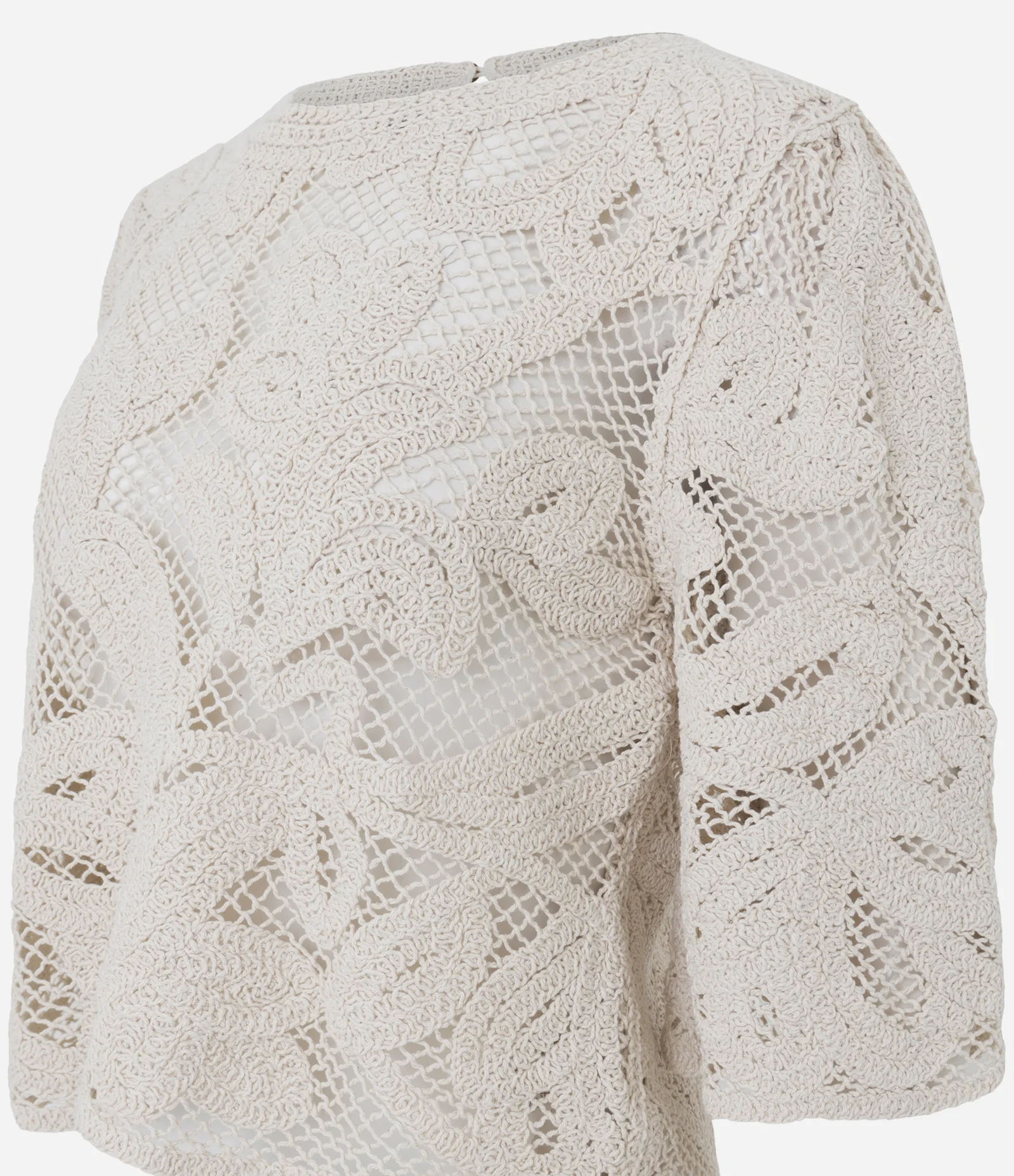 Blusa Regular em Tricô Texturizado com Manga Curta Bege 2